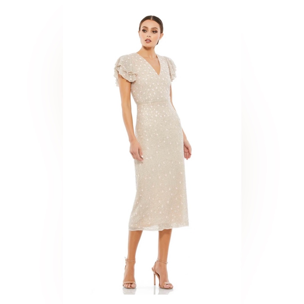 Mac Duggal 10810 Elegant Oyster Ruffle Sleeve Dress 16